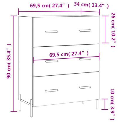 Dressoir 69,5X34X90 Cm Bewerkt Hout