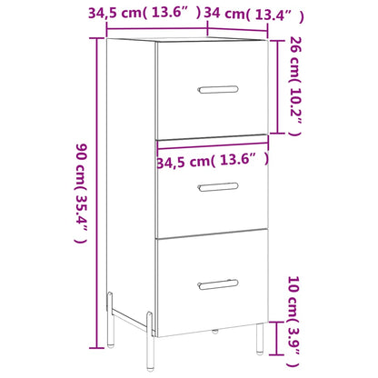 Dressoir 34,5X34X90 Cm Bewerkt Hout Bruin Eikenkleur