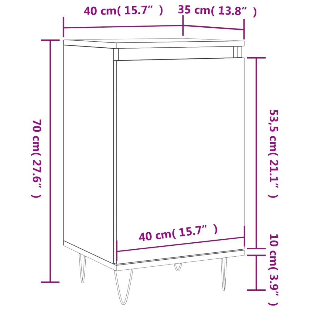 Dressoir 40X35X70 Cm Bewerkt Hout Kleurig