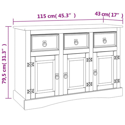 Dressoir Corona 115X43X79,5 Cm Massief Mexicaans Grenenhout