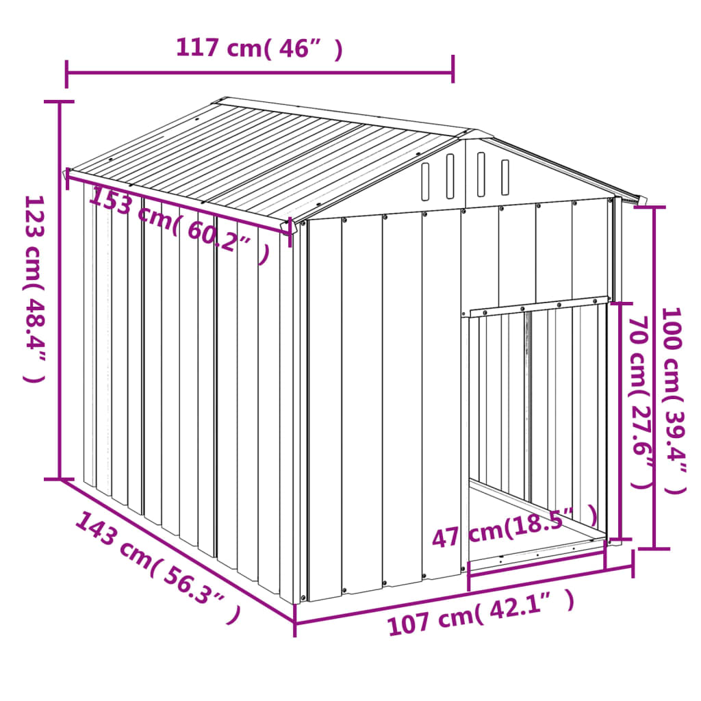 Hondenhok Met Dak 117X153X123 Cm Gegalvaniseerd Staal Antraciet