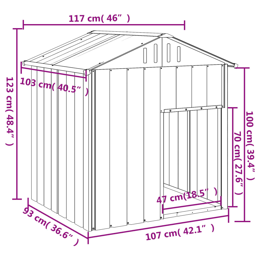 Hondenhok Met Dak 117X103X123 Cm Gegalvaniseerd Staal