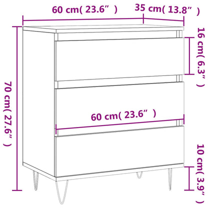 Dressoir 60X35X70 Cm Bewerkt Hout Eikenkleurig