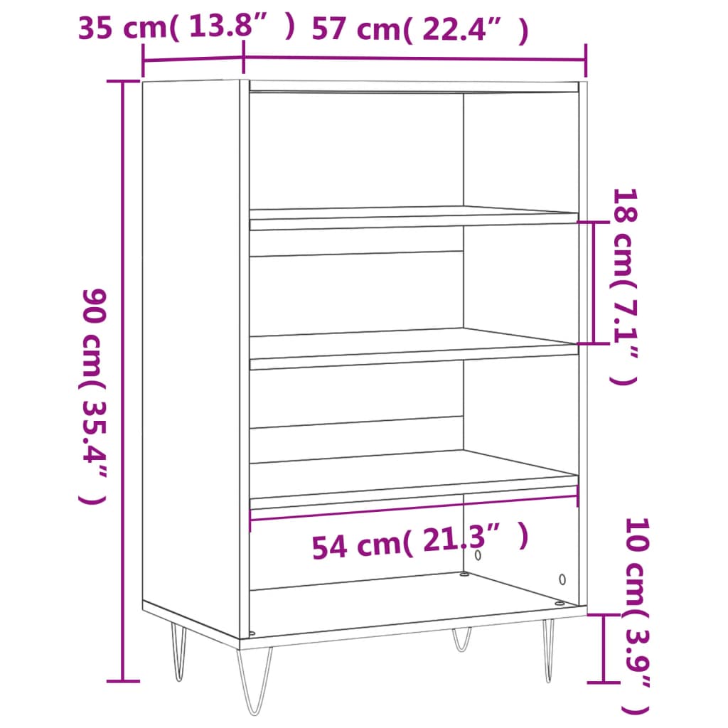 Hoge Kast 57X35X90 Cm Bewerkt Hout Kleurig