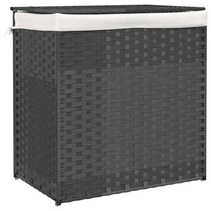 Wasmand Met 2 Vakken 53X35X57 Cm Poly Rattan