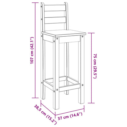 Barstoelen 2 St Massief Grenenhout Bruin