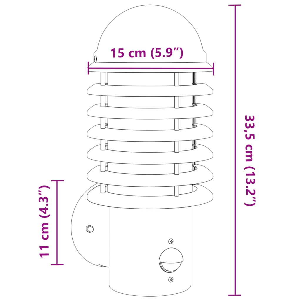 Buitenwandlamp Met Sensor Roestvrij Staal Kleurig Zilver