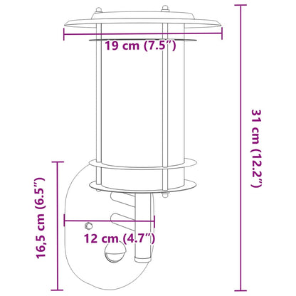 Buitenwandlamp Met Sensor Roestvrij Staal Zwart