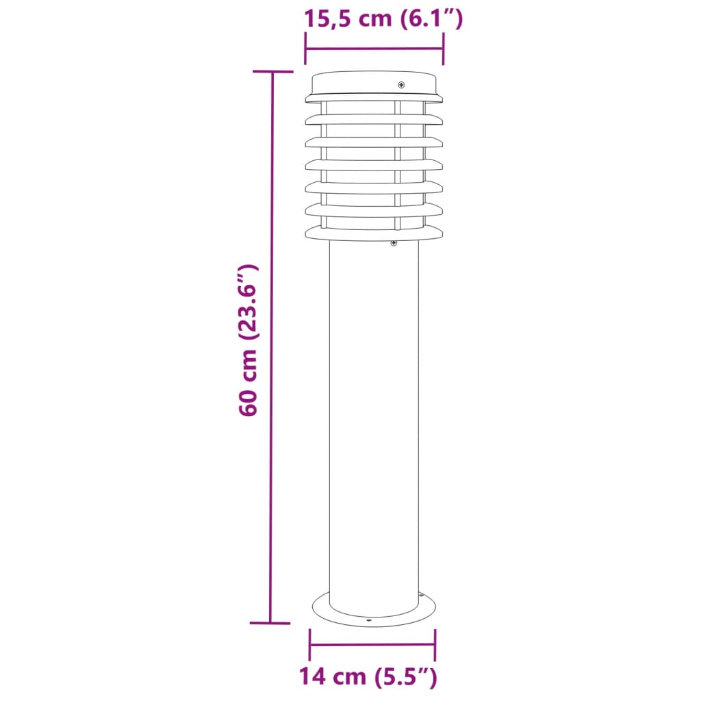 Buitenvloerlamp 60 Cm Roestvrijstaal Kleurig