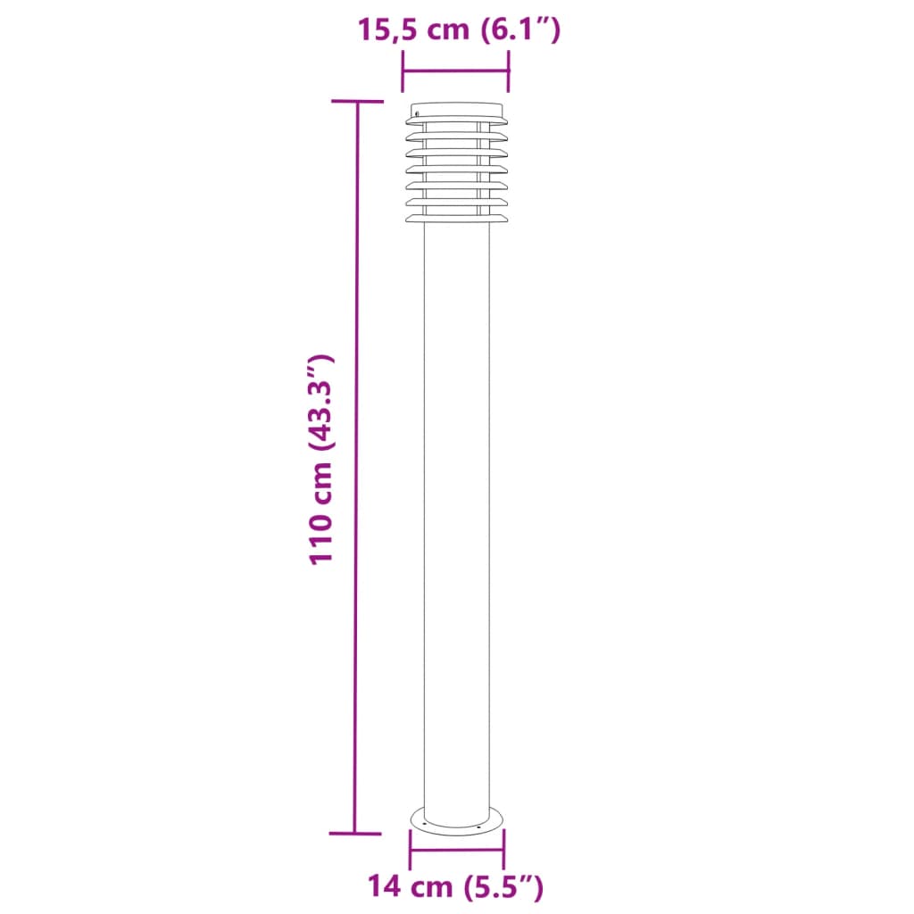 Vloerlamp Voor Buiten 110 Cm Roestvrijstaal Kleurig