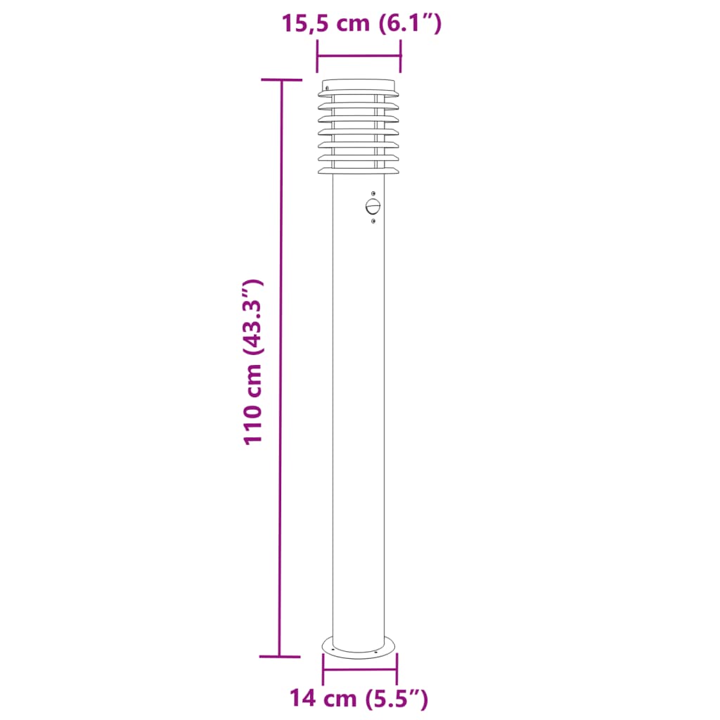 Buitenvloerlampen Met Sensors 110 Cm Roestvrijstaal