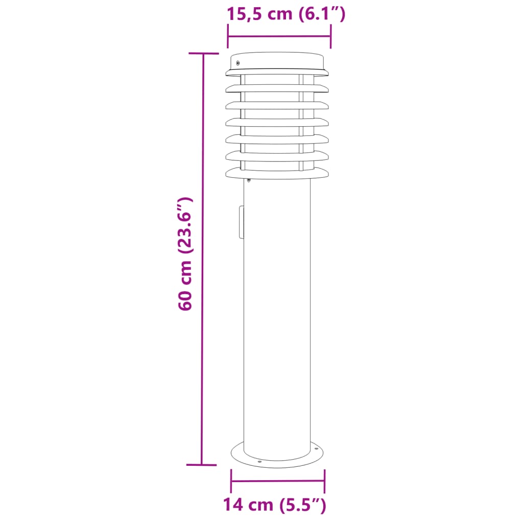 Buitenvloerlampen Stopcontact 60 Cm Roestvrijstaal