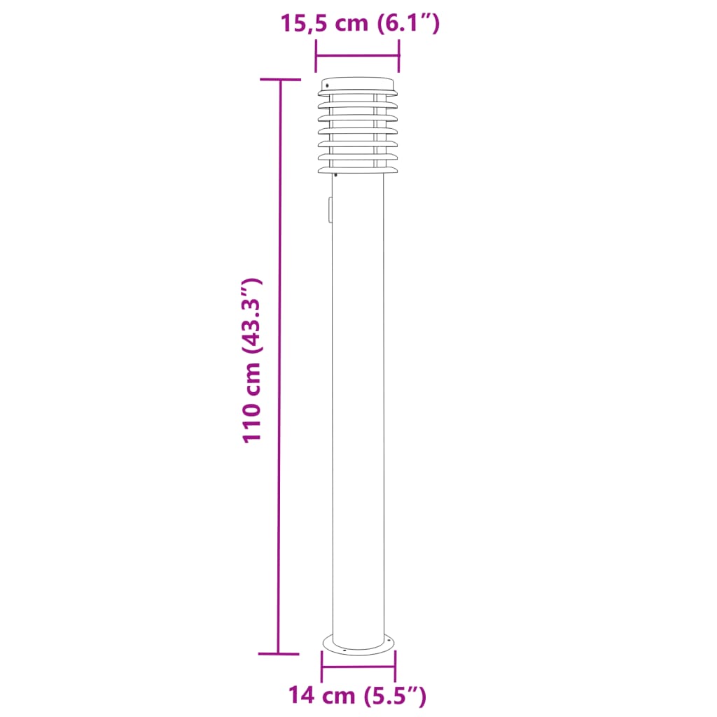 Buitenvloerlampen Stopcontact 110 Cm Roestvrijstaal