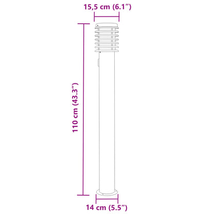 Buitenvloerlampen Stopcontact 110 Cm Roestvrijstaal