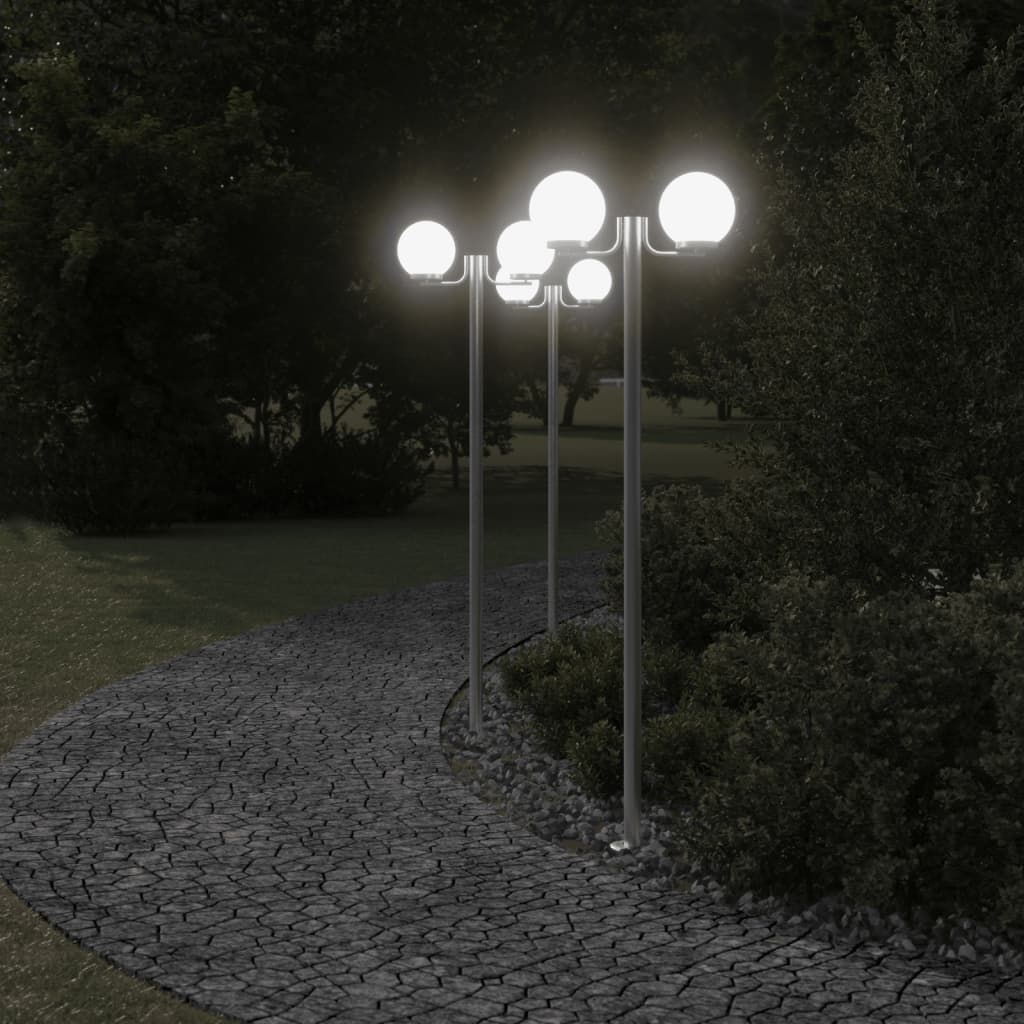 Buitenvloerlampen 3 St 215 Cm Roestvrij Staal Zilverkleurig