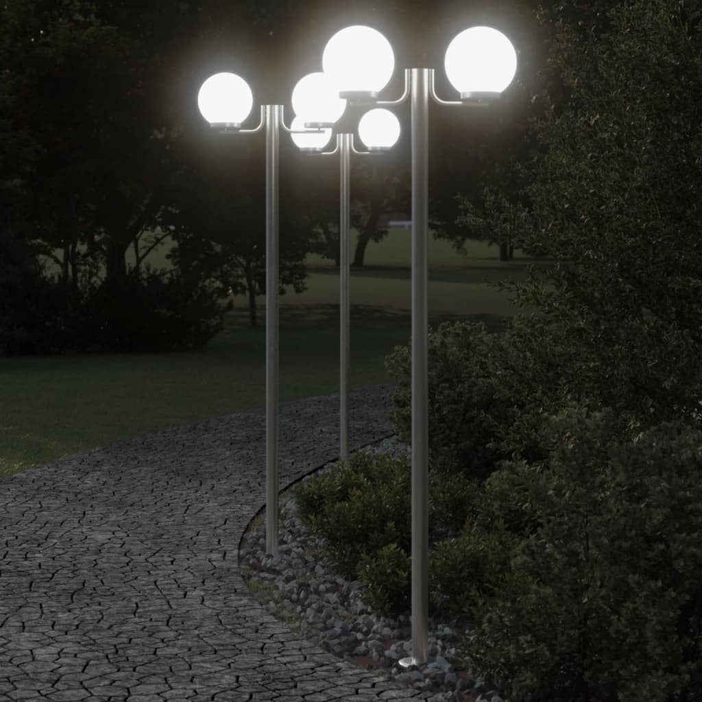 Buitenvloerlampen 3 St 215 Cm Roestvrij Staal Zilverkleurig