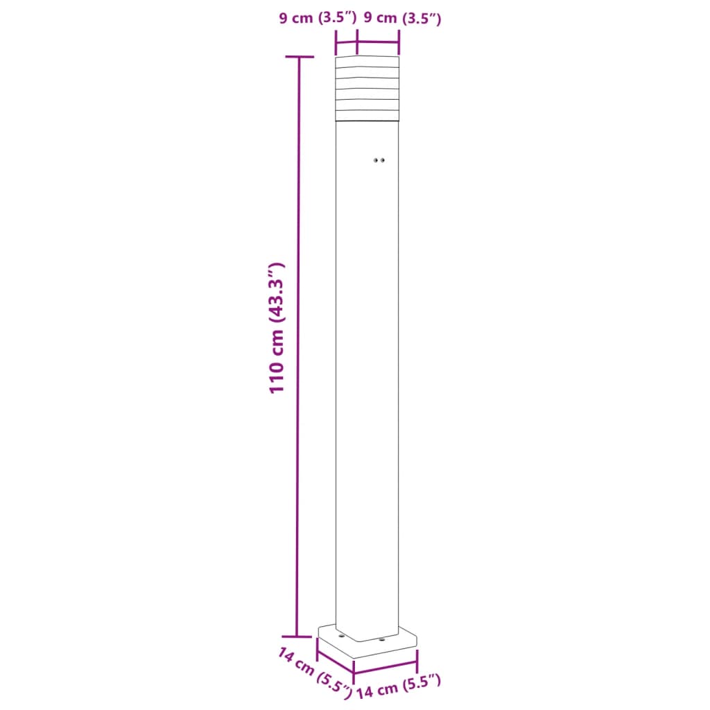 Buitenvloerlampen Aluminium Zwart Zilver 110 Cm