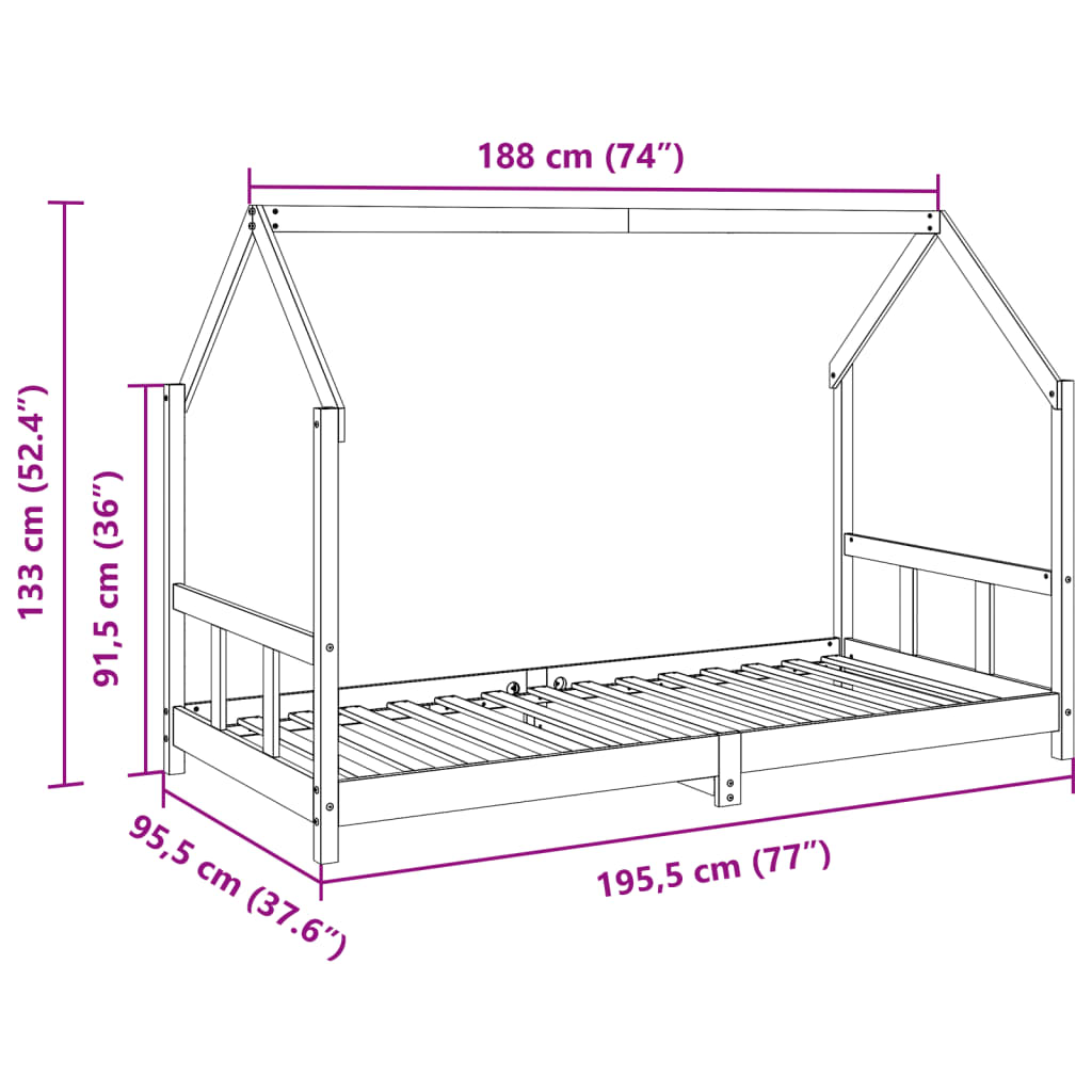 Kinderbedframe Massief Grenenhout