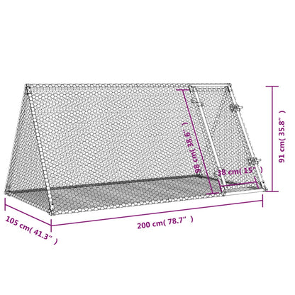 Konijnenkooi 200X105X91 Cm Gegalvaniseerd Staal Zilverkleurig