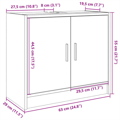 Wastafelkast 63X29X55 Cm Bewerkt Hout Kleurig