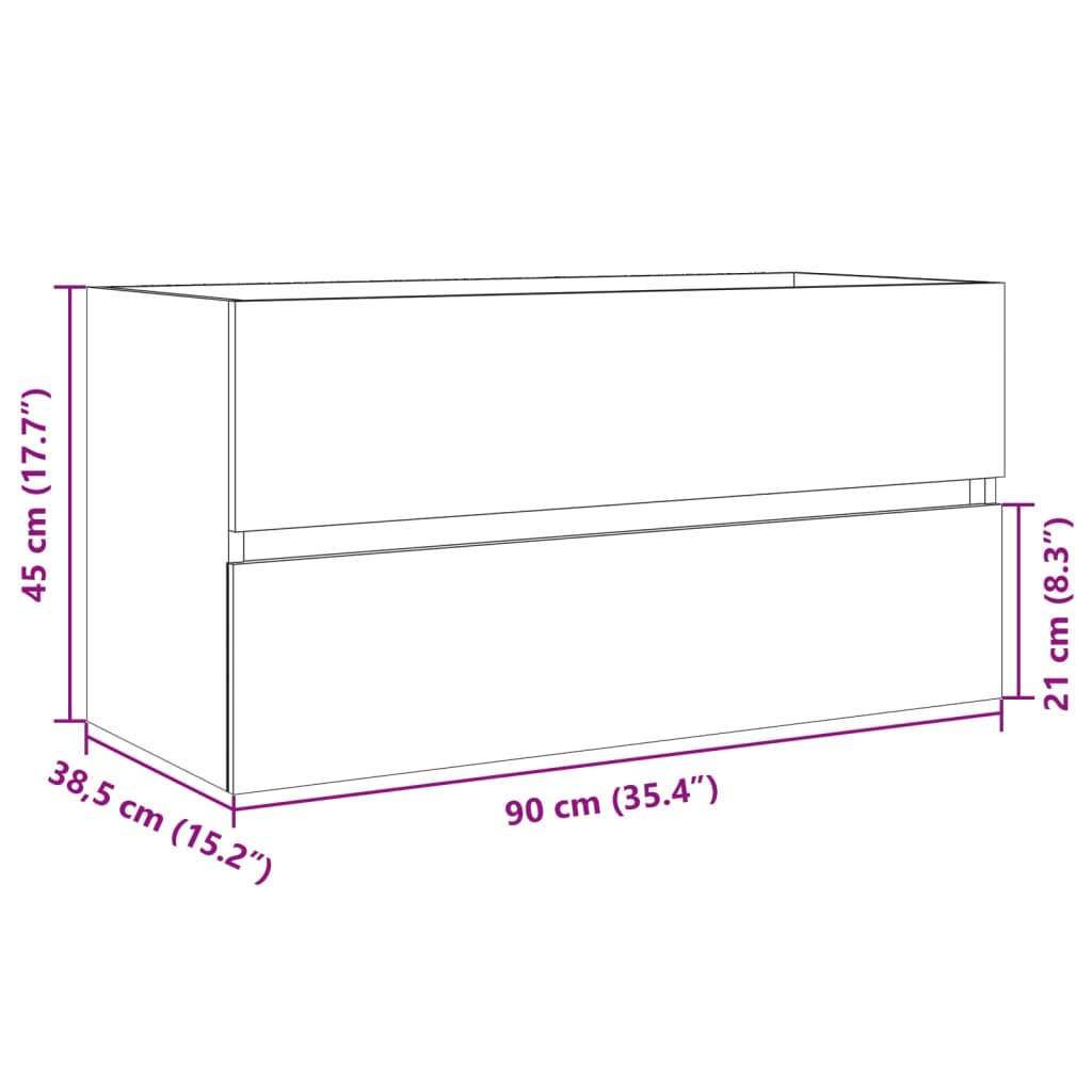 Wastafelkast 90X38,5X45 Cm Spaanplaat Sonoma Eikenkleurig