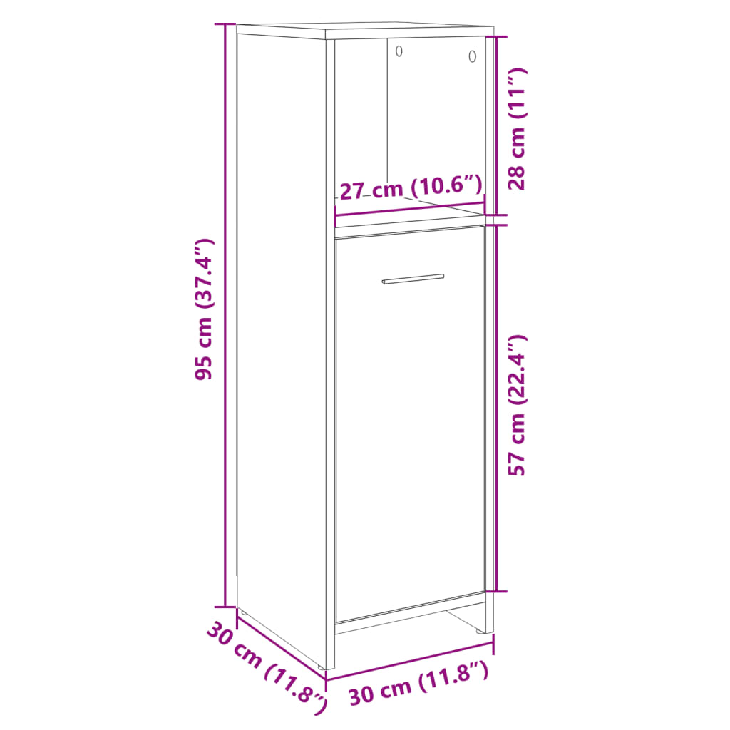 Badkamerkast 30X30X95 Cm Spaanplaat Kleurig