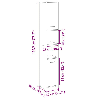 Badkamerkast 30X30X183,5 Cm Spaanplaat Kleurig