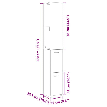 Badkamerkast 25X26,5X170 Cm Bewerkt Hout Sonoma Eikenkleurig