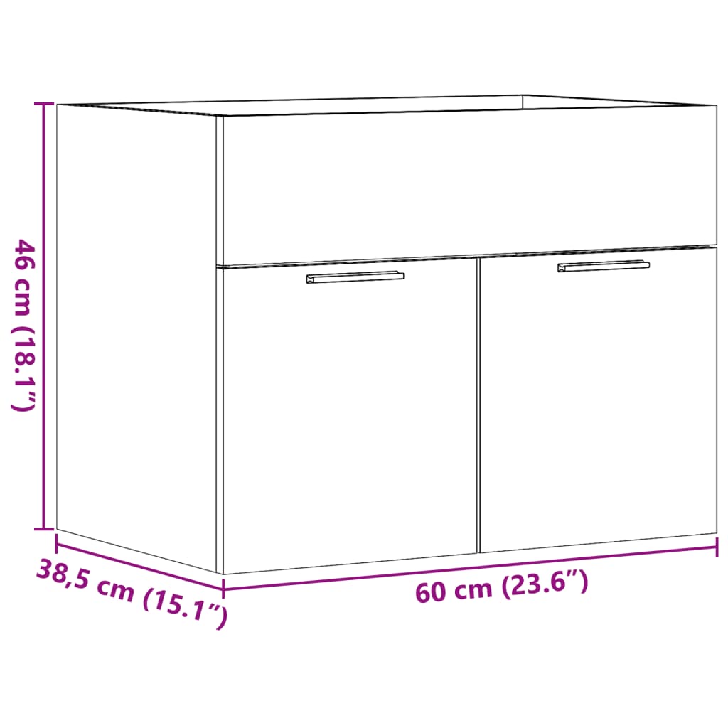 Wastafelkast 60X38,5X46 Cm Spaanplaat Sonoma Eikenkleurig