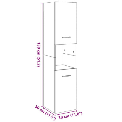 Badkamerwandkast 30X30X130 Cm Bewerkt Hout Betongrijs