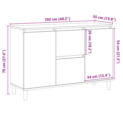 Dressoir 102X35X70 Cm Bewerkt Hout Kleurig