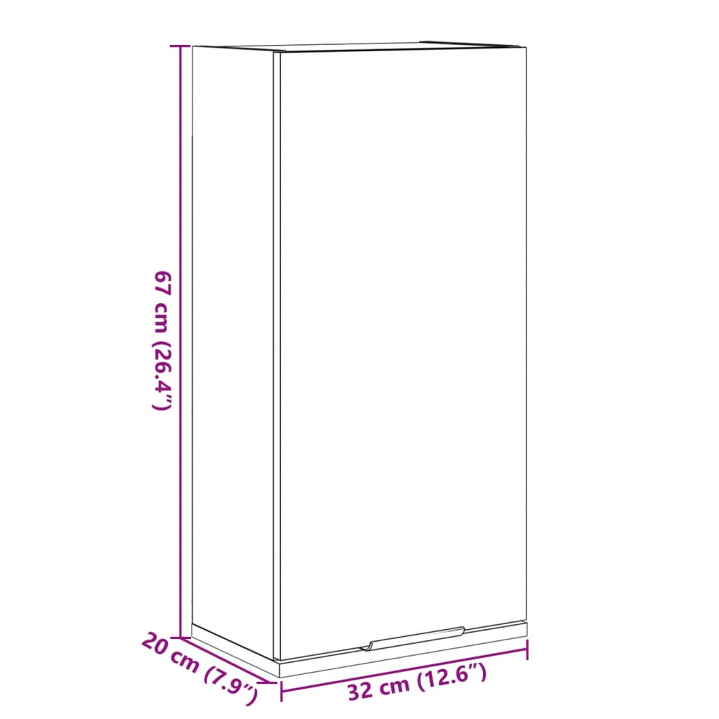 Badkamerkast Wandgemonteerd 32X20X67 Cm Oud Houtkleurig